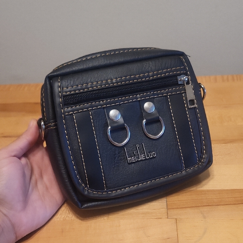 Mei Jie Luo Blavk Faux Leather Belt Pouch Small